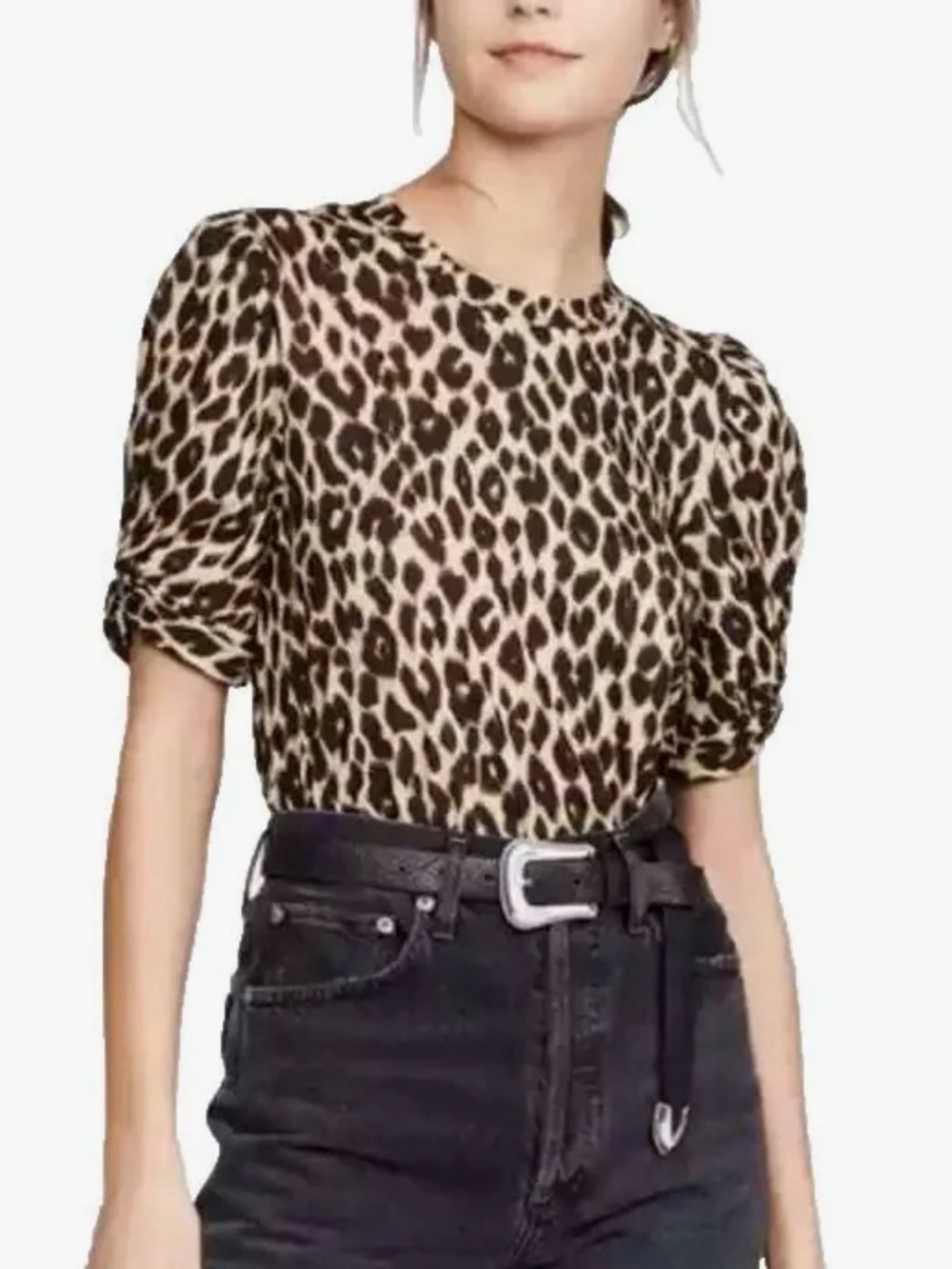 A.L.C. Kati Cheetah Print T Shirt Size Small